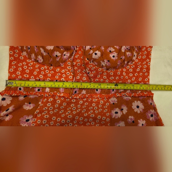 Free People Vibrant Orange Floral Maxi Dress, Size L. - Picture 12 of 15